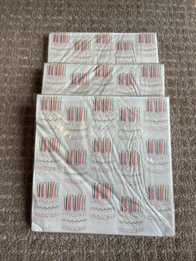 Bundle of 3 Birthday Cake Napkins with Colorful Candle Design